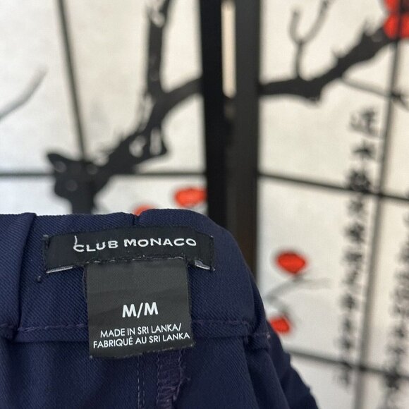 Club Monaco Navy Blue Shorts 7” Inseam Size M Mens Drawstring Pockets Stretch - Picture 4 of 5